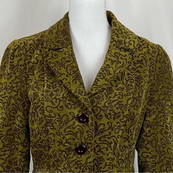 Dizzy Lizzie Olive & Brown Tapestry Boho CottageCore Jacket NWOT Size S - Picture 3 of 11